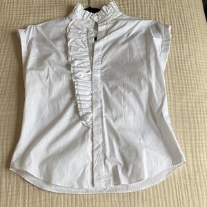 NWT Zara White Ruffled Collar Blouse